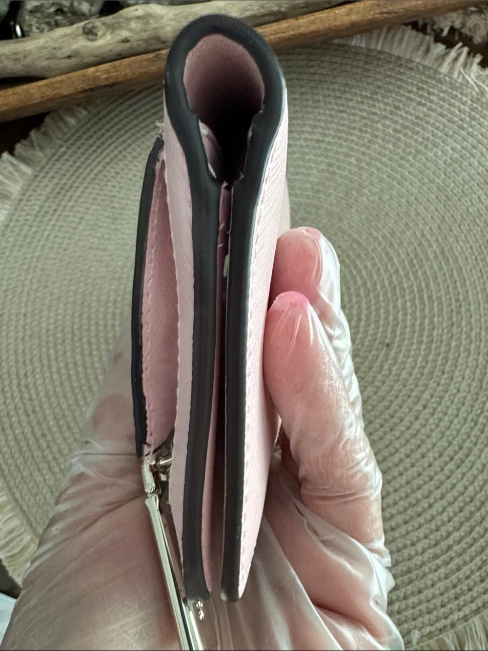 kate spade blush pink zip-around Saffiano wallet